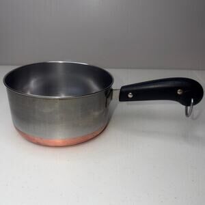 Revere Ware Copper Bottom 1 Quart Sauce Pot Stainless Steel Made in the USA 1801